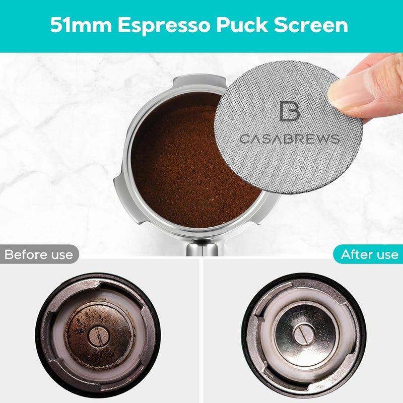 CASABREWS فلتر قهوة بدون قاع بقطر 51 مم مع شاشة بقايا و سلة فلتر، مقبض إسبريسو بـ 3 آذان لـ CM5418 و 3700Essential - Image 3